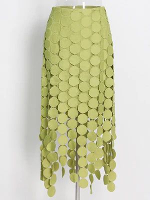 Cutout Skirt, Langer Rock, Irregular Hem, Embroidered Skirt, Women Sweater, Asymmetrical Skirt, Summer Skirts, Retro Stil, Green Skirt