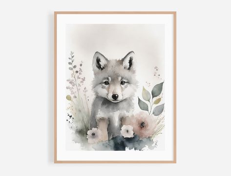 Turn your nursery or kids' room into a delightful space with our modern and minimalist art prints, showcasing funny quotes, adorable animal illustrations, and creative designs. ★ FREE SHIPPING ★ ★ 30% OFF ALL ART PRINTS! ★ - This offer is valid for a limited time only. - No code needed, discount will be automatically applied at checkout. 𝐏𝐑𝐎𝐃𝐔𝐂𝐓 𝐎𝐏𝐓𝐈𝐎𝐍𝐒: 1- Matte Paper Print (Frame not included). 2- Black Framed Print 3- Red Oak Framed Print 4- White Framed Print *Please Select The Material and The Size Using The Drop-Down Menu Options On The Top-Right. 𝐏𝐑𝐎𝐃𝐔𝐂𝐓 𝐃𝐄𝐓𝐀𝐈𝐋𝐒: - Museum-quality Heavyweight Matte Paper. - Each poster is printed with multicolor, water-based inkjet printing technique. - Ayous wood .75″ (1.9 cm) thick frame from renewable forests. (Framed P Wolf Nursery, Painting With Flowers, Kids Room Poster, Wall Art Illustration, Wolf Painting, Baby Wolf, Flower Nursery, Wolf Pictures, Illustration Watercolor