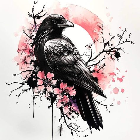 Black Crow Tattoos, Crow Tattoos, Cardinal Tattoos, Branch Tattoo, Raven Tattoo, Black Crow, Pretty Tattoos, Crows, Dallas Texas