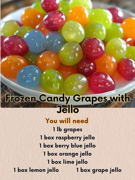 Frozen Candy Grapes, Jello Candy, Candied Grapes Recipe, Candied Fruit Recipes, Candy Grapes, Hard Candy Recipes, Grape Recipes, Candy Recipes Homemade, Christmas Candy Recipes