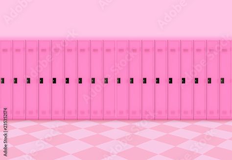 Pink Lockers Background, Pink Lockers, Room Makeup, School Hall, Photo Zone, School Interior, School Vibes, Metal Lockers, School Lockers