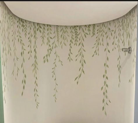 Wall Paint Leaves, Painting Plants On Walls, Wall Painting Ideas Leaves, Fern Wall Mural, Vines Painted On Walls, Painted Vines On Wall, Nature Mural Wall, Wall Drawing Ideas Bedroom, Wall Paintings For Bedroom