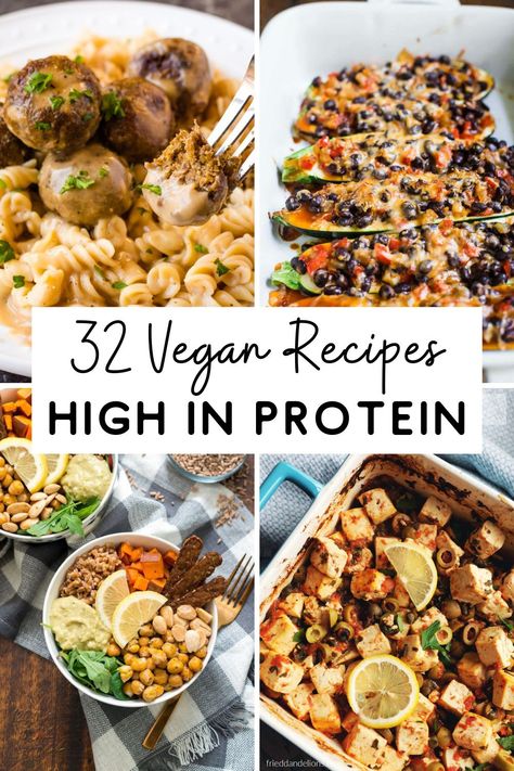 Yes, you CAN go vegan or vegetarian and still get plenty of protein in your diet! Tons of plant-based foods, from lentils and beans to tempeh and tofu, contain enough protein to hit those daily macros. Here 32 high-protein meatless recipes to try. Dinner Gluten Free, Vegan Protein Recipes, High Protein Dinner, High Protein Vegetarian Recipes, Protein Dinner, High Protein Vegan Recipes, High Protein Vegan, Vegan Meal Plans, Vegan Meal Prep