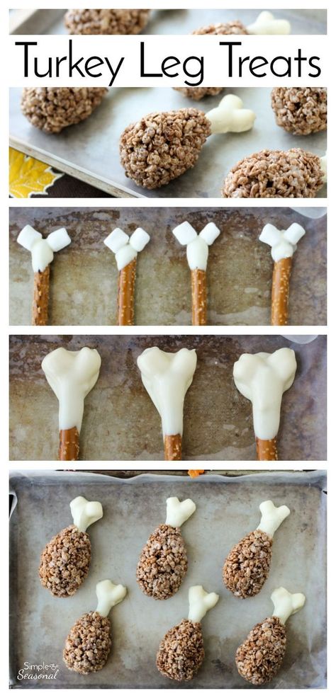 Easy Thanksgiving Dessert, Dessert For Kids, Thanksgiving Desserts Kids, Rice Krispies Treat, Thanksgiving Baking, Dessert Halloween, Pecan Desserts, Fun Thanksgiving Desserts, Thanksgiving Snacks