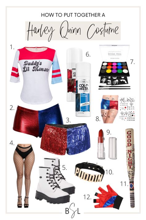 Maquillage Harley Quinn, Harley Quinn Diy, Girls Harley Quinn Costume, Harley Quinn Costume Diy, Harley Quinn Outfit, Harley Quinn Kostüm, Harley Quinn Disfraz, Disfarces Halloween, Diy Fantasia