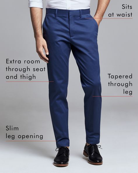 Fit Guide Men's Chinos Fits Formal Pant Fitting Guide Men, Navy Chinos Men Outfits, Blue Chinos Men Outfits, Chino Pants Men Outfits, Chinos Men Outfit, Khakis Outfit, Blue Pants Men, Men's Chinos, Slim Fit Chino Pants