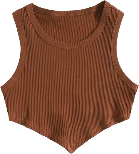 Fix Clothing, Knit Summer, Brown Crop Top, Halter Tank Top, Crop Tank Top, Bell Sleeve Blouse, Coffee Brown, Sleeveless Tshirt, Workout Tank Tops