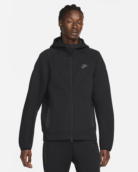 Nike Tech Fleece Hoodie, Tech Fleece Hoodie, Nike Windrunner, Nike Sportswear Mens, Nike Sportswear Tech Fleece, Black Hoodie Men, Windrunner Jacket, Nike Tech Fleece, Nike Brand