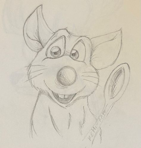 sketch of remi from movie ratatouille Disney Things To Draw Easy, How To Draw Ratatouille, Cute Sketches Disney, Ratatouille Sketch Drawings, Remy The Rat Drawing, Remi Drawing, Remy Drawing, Ratatouille Sketch, Disney Drawings Sketches Easy