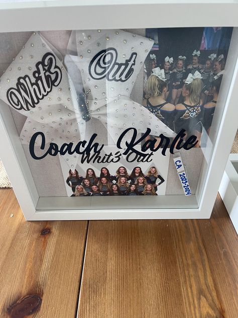 Senior Night Gift Ideas Cheer, Personalized Cheer Gifts, End Of Season Cheer Gifts For Team, Senior Cheer Gifts Ideas, Senior Night Cheer Gifts, Cheer Gift Ideas For Team, Cheer Shadow Box Ideas, Cheer Senior Gifts, Cheer Coach Gift Ideas