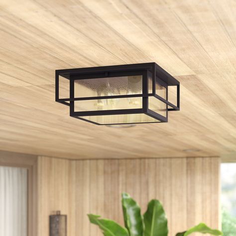 Mercury Row® Stumbaugh Espresso Bronze 2 - Bulb Outdoor Flush Mount & Reviews | Wayfair Hanging Porch Lights, Porch Ceiling Lights, Front Door Lighting, Porch Light Fixtures, Front Porch Lighting, Wonderland Decor, Entry Lighting, Exterior Light Fixtures, Flushmount Ceiling Lights