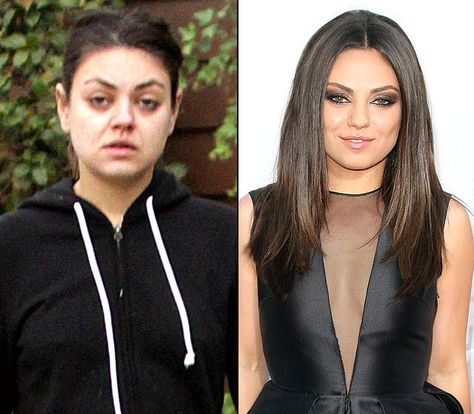 Mila Kunis Without Makeup, Ugly Photos, Celebs Without Makeup, Before And After Makeup, Kelly Osbourne, Celebrities Before And After, Power Of Makeup, Brian Tracy, Faith Hill