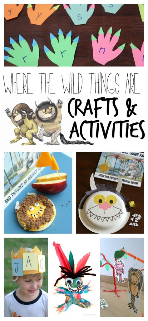 TONS of activities and crafts to do after reading Where the Wild Things Are by Maurice Sendak! Wild Things Party, Easy Arts And Crafts, Art Therapy Activities, Art And Craft Videos, Alphabet Activities, Wild Things, Learning Games, Literacy Activities, Activities To Do