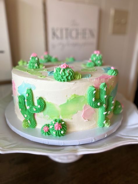 Cactus Cake Decoration, Cactus Themed Cake, Fiesta Gender Reveal Cake, Cactus Gender Reveal Party, Cactus Smash Cake First Birthdays, Cactus Themed Birthday Party, One Prickly Pair Birthday Theme Twins, Desert Cake Theme, Western Birthday Cakes Women