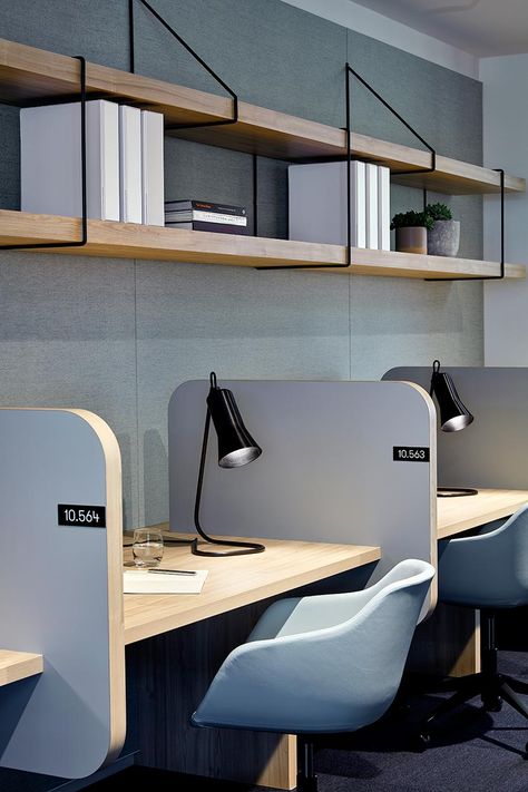 Office Staff Table Design Modern, Office Desks Ideas At Work, Study Area Design, Workstations Office Design, Design Firm Office, Work Station Ideas, Smart Office Design, Office Desk Setup, Workstation Design