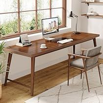 Dining Table As Office Desk, Extra Long Desk, Double Home Office, Double Home, Two Person Desk, Desk Brown, Long Desk, Desk Study, Desk Writing