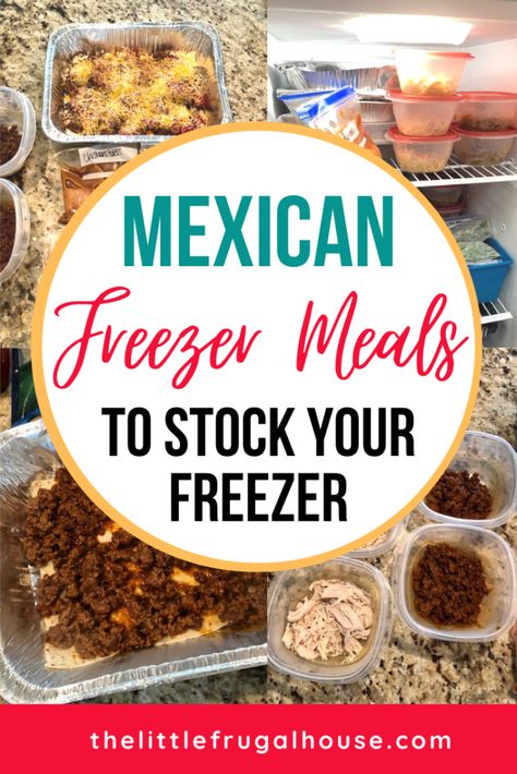 Mexican Freezer Meals to Make Ahead - The Little Frugal House Mexican Freezer Meals Make Ahead, Mexican Crockpot Freezer Meals, Freezer Taco Meat, Taco Meat Freezer Meals, Mexican Food Prep Meals, Taco Freezer Meal, Make Ahead Mexican Food, Freezer Taco Casserole, Mexican Freezer Meals