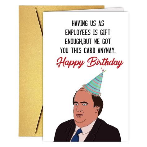 PRICES MAY VARY. MAKE YOUR BOSS LAUGH WITH THIS HILARIOUS HAPPY BIRTHDAY BOSS CARD : This exceptional quality boss birthday card for men shows the design "HAVING US AS EMPLOYEES IS GIFT ENOUGH, BUT WE GOT YOU THIS CARD ANYWAY". If you are looking for beautiful birthday greetings cards for boss, then this happy birthday card is bound to make them laugh. Not just your private gift for boss, and big enough for all of the team members to sign and leave a message to your boss. WHAT DO YOU GET: The ca Birthday Cards For Boss, Happy Birthday Manager, Happy Birthday Boss Man, Thank You Boss Card, Birthday Message For Boss, Birthday Card For Boss, Happy Birthday Boss, Boss Birthday Gift, Happy Birthday Card Design