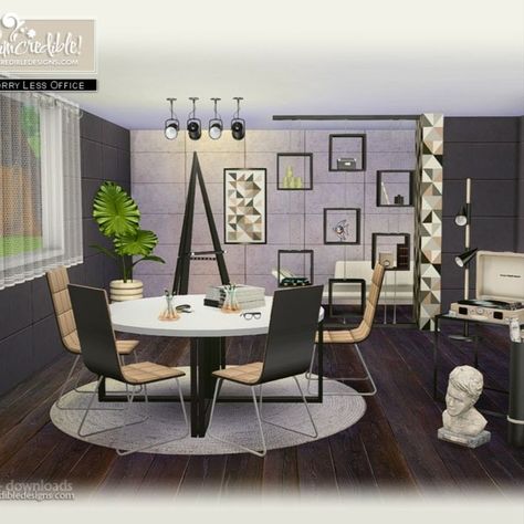 Sims4 CC versatile study room set by SIMcredible Sims 4 Study Room, Sims 4 Office Cc, Sims 4 Office, Sims 4 Collections, Worry Less, Sims4 Cc, The Sims Resource, Sims Resource, Study Room