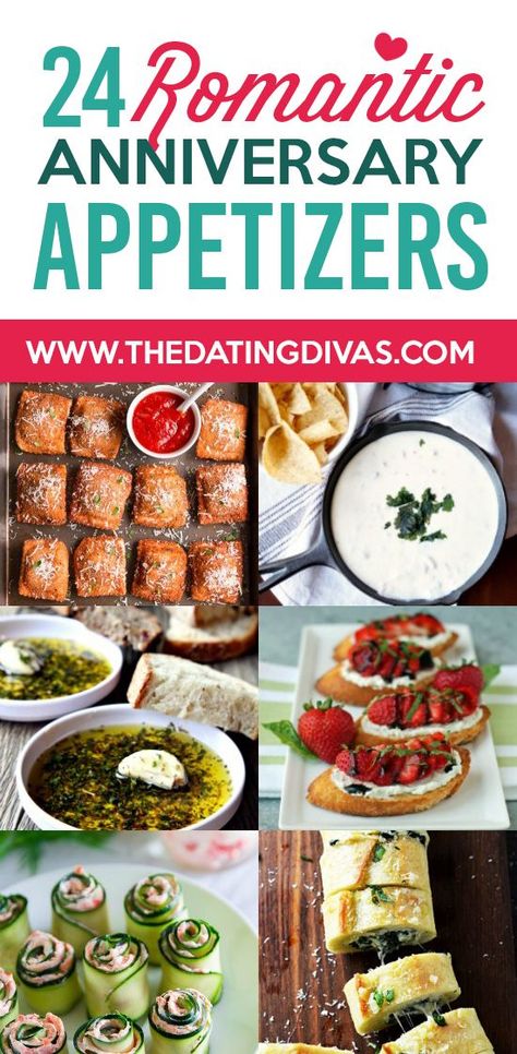 Romantic Anniversary Appetizers and Recipes! Perfect for a romantic dinner at home together! Anniversary Meal Ideas, Anniversary Dinner Ideas, Dinner Date Recipes, Romantic Dinner At Home, Anniversary Food, Easy Dinners For Two, Date Night Dinners, Date Night Recipes, Romantic Dinner For Two