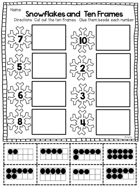 Winter Ten Frames for Kindergarten Winter Math For Preschool, Christmas Tree Kindergarten Activities, Winter School Activities, January Craft Ideas For Kids, Winter Kindergarten Worksheets, January Kindergarten Activities, Winter Themed Activities, Toddler Journal, Winter Math Worksheets