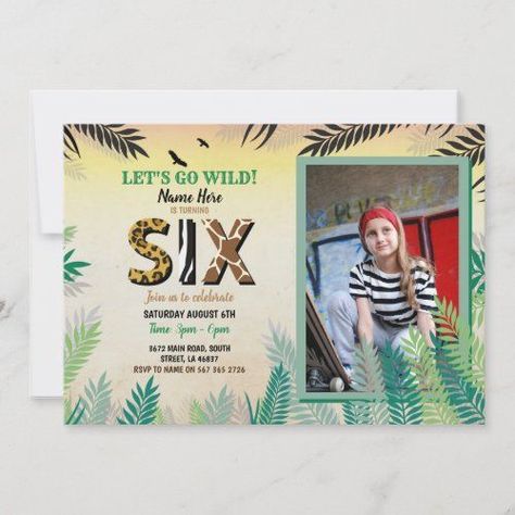 $2.91 | One Jungle 6th Birthday Party 6 Safari ZOO Photo #jungle, giri, zoo, animal, photo jungle, zoo birthday photo, zoo forth, 6th jungle. zoo invite, sixth invitation, 6th Birthday Party Safari, Jungle Theme Birthday Party, 6th Birthday Party, 92nd Birthday, Zoo Photos, 5th Birthday Party, Jungle Theme Birthday, Jungle Birthday Party, Zoo Birthday