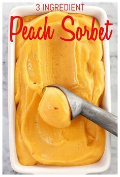 Sorbet Without Ice Cream Maker, Peach Sorbet Recipe, Sherbet Recipes, Sorbet Recipe, Sorbet Ice Cream, Ice Cream Maker Recipes, Peach Sorbet, Peach Desserts, Homemade Ice Cream Recipes