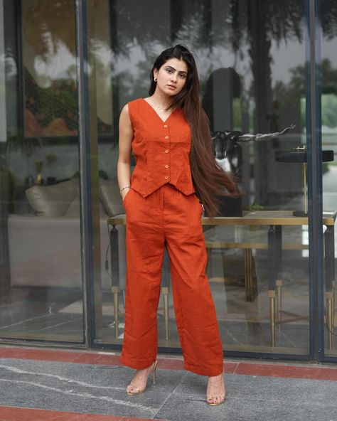 Get ready this summer to slay in our dazzling linen coord set! In frame: @dikshamohanpawar Available in all sizes XS to 5XL🛍️ Shop on www.sajilo.co [Linen, Coordsets, Coords, Sajilo, Trendy, Attire, Ootd, Stylish coord, Office wear, Stylishcoords, Rusty] #sajill_official #coordset #coordsets #stylishcoordsets #topbottoms #coordinated #ootd #ethnicwear #work #officewear #indianwear #womenswear #clothing #wedding #dailywear #fashion #instafashion #shopnow #sale #newcollection #summerwear ... Linen Coordsets, Long Kurti With Jeans, Kurti Sets, Simple Casual Outfits, Indian Wedding Fashion, Classy Summer Outfits, Stitching Ideas, Coord Set, Bollywood Outfits