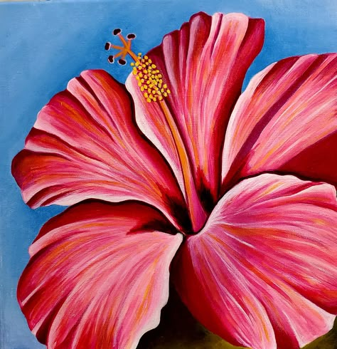 Hibiscus Flower Acrylic Painting, Flower Painting Acrylic Canvases, Hibiscus Flower Painting, Hibiscus Painting, Adam Johnson, Acrylic Flower Painting, Oil Pastel Art, Canvas Painting Designs, Art Painting Gallery