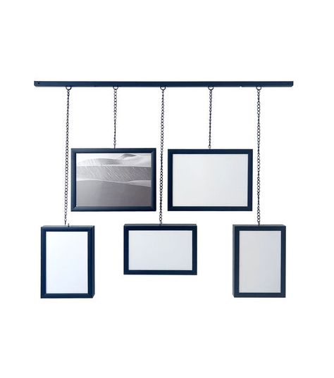 5ct Black Metal Chain Hanging Gallery Frame Set by Place & Time Chain Picture Hanging, Hanging Gallery Frames, Hanging Picture Frames On The Wall, Gallery Wall Hanging System, Art Hanging Ideas, Picture Wire Hanging, Picture Rail Hanging, Cool Picture Frames, Hanging Gallery Wall