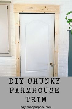 Baseboards And Trim Diy, Trim Diy Baseboard, Farmhouse Ceiling Trim Ideas, Trim Around Interior Doors, Diy Farmhouse Upgrades, Easy Baseboard Trim Ideas, Diy Farmhouse Door Trim, 1x4 Trim Baseboards Stained, Farmhouse Door Trim Ideas Interior