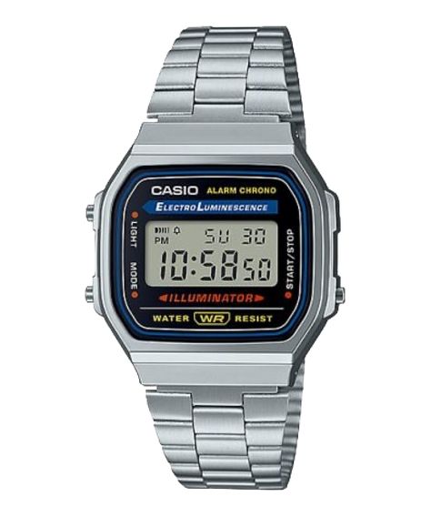 A168W-1 | Vintage Silver and Black Metal Watch | CASIO Casio Quartz, Casio Digital, Mens Digital Watches, Casio Vintage, Casio Classic, Casio Edifice, Everyday Watch, Unisex Watches, Casual Watches