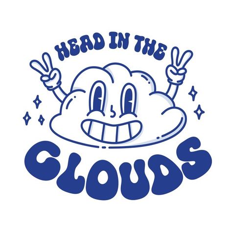 Happy cloud retro illustration with typo... | Premium Vector #Freepik #vector Cartoon Graphic Design Illustration, Retro Cloud Illustration, Word Cloud Design Ideas, Cute Svg Free, Cloud Illustration Design, Cloud Mascot, Clouds Graphic Design, Cute Cloud Illustration, Retro Illustration Graphics