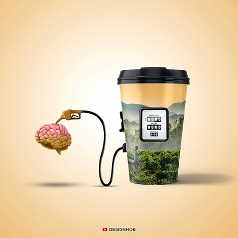 Creative advertising - Designhob on Behance Cafe Ads Creative, Advertisment Posters Ideas, Coffee Creative Post, Gift Creative Ads, Coffee Ads Design, Food Advertising Design Creative, Graphic Design Ads Creative Advertising, Coffee Creative Ads, Creative Ads Ideas