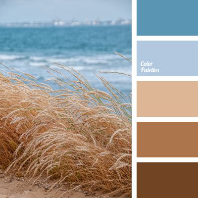 Contrasting combination in this palette is created by the combination of brown and dark blue. Blue colour is perfect to make accents. In Color Balance, Koti Diy, Brown Color Schemes, Color Schemes Colour Palettes, Beach Color, Blue Color Schemes, Blue Colour Palette, Color Palette Design, Color Balance