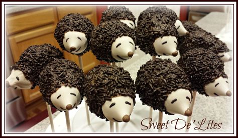 Hedgehog Cake Pops Cake With Hedgehog, Hedgehog Cake Pops, Rustic Baby Shower Cake, Hedgehog Cookies, Enchanted Forest Birthday Party, Enchanted Forest Birthday, Lumberjack Birthday Party, Forest Birthday Party, Hedgehog Cake