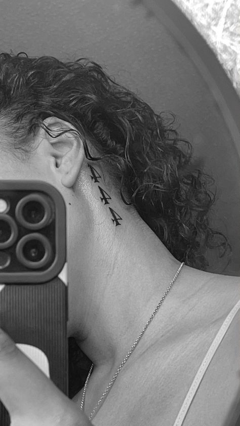 333 Tattoo Neck, Behind The Ear Tattoo Ideas Angel Numbers, 444 Tattoo Ideas Behind Ear, Angel Number Behind Ear Tattoo, 444 Tattoo Neck, Angel Number Neck Tattoo, Big Neck Tattoos Women, 444 Neck Tattoo, 444 Tattoo Behind Ear