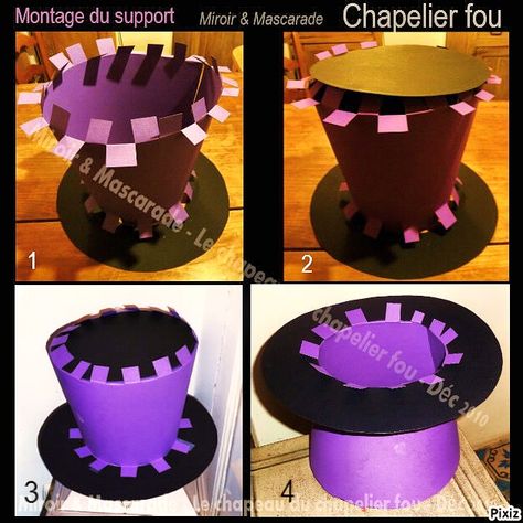 Nombreux sont les visiteurs de la petite "Note" d' Alice in Wonderland - Le Chapelier fou  et de son chapeau délirant...    Un chapeau en... Willy Wonka Party, Crazy Hat, Alice In Wonderland Tea Party Birthday, Crazy Hat Day, Alice Tea Party, Mad Hatter Hat, Zipper Pencil Case, Funky Hats, Alice In Wonderland Birthday