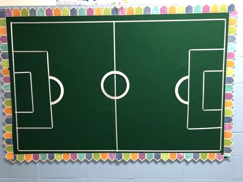 Soccer Classroom Theme, Soccer Bulletin Board Ideas, Soccer Bulletin Board, Soccer Poster Ideas, 3k Activities, Wax Museum Project, Soccer Room Decor, Ks1 Classroom, Hallway Bulletin Boards