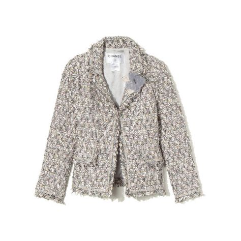 Chanel Frothy Bouclé Tweed Jacket ($2,400) ❤ liked on Polyvore featuring outerwear, jackets, chanel, coats, my favorite, open front jacket, flap jacket, flower print jacket, tweed fringe jacket and pastel jacket Vintage Tweed Jacket, Chanel Tweed Jacket, Chanel Tweed, Chanel Jacket, Grey Tweed, Chanel 2, Tres Chic, Vintage Chanel, Looks Style