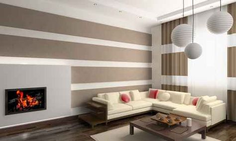 Painting ideas Vaulted Ceiling Living Room, Best Interior Paint, House Paint Interior, Striped Walls, Wall Paint Designs, Horizontal Lines, Interior Painting, Dark Interiors, Interior Paint Colors