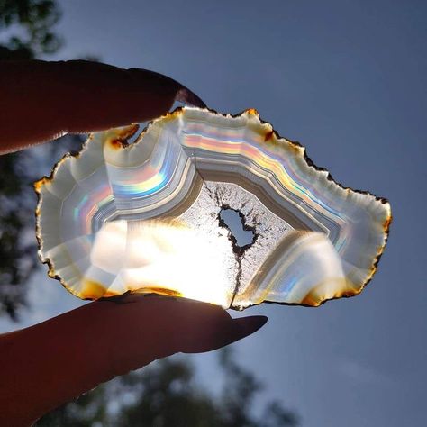 Iris Agate, Manipura Chakra, Minerals Crystals Rocks, Crystal Vibes, Výtvarné Reference, Crystal Aesthetic, Pretty Rocks, Cool Rocks, Agate Slice