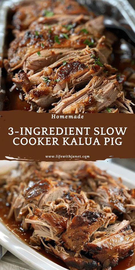 Kailua Pork, Kalua Pork Crockpot, Food Crockpot, Slow Cooker Recipes Pork, Recipe Crockpot, Kalua Pork, Yummy Meals, Crockpot Pork, Baked Pork Chops