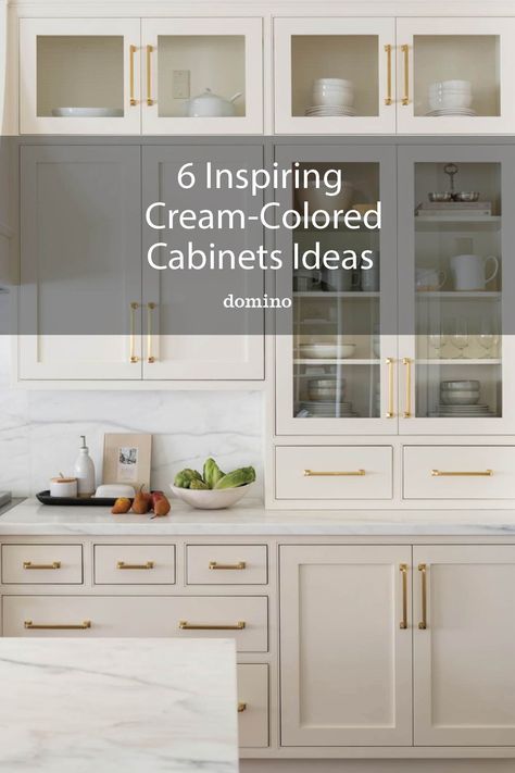 cream-colored kitchen cabinet ideas Cream Colored Kitchen Cabinets, Bedroom Cream, Off White Kitchen Cabinets, Cream Kitchen Cabinets, Greige Kitchen, Colored Kitchen, Kitchen Cabinet Color, Taupe Kitchen, Kitchen Cabinet Color Ideas