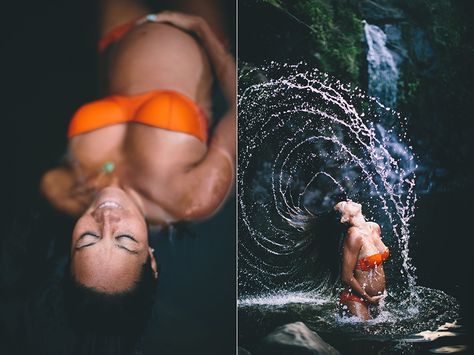 a gorgeous maternity photography session in hawaii. #cadenciaphotography #maternityphotography #pregnancyphotography Hawaiian Maternity Photos, Hawaii Maternity Photos, Waterfall Maternity Shoot, Tropical Maternity Shoot, Waterfall Maternity Pictures, Maternal Fashion, Maternity Underwater, Waterfall Photoshoot, Pregnancy Pictures