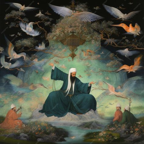 Premium AI Image | Sufi poetry and philosophy Sufi Art Paintings, Sufi Aesthetic, Ottoman Aesthetic, Aesthetics Philosophy, Sufi Art, Philosophy Art, Islam Art, Sufi Poetry, Anime Shadow