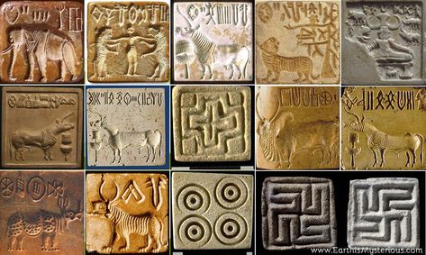 Collection of Indus Valley Stamp Seals in indecipherable Harappan language (3500-1900 BCE) Often, animals such as bulls, elephants, rhinoceros, water buffaloes and the mythical unicorn accompanied the text on seals to help the illiterate identify the origin of a particular seal. Famous Indian Paintings, Indian Art Forms, Mayan Glyphs, Mohenjo Daro, Tanjore Paintings, Indus Valley, Indus Valley Civilization, Ancient Paintings, Writing Systems