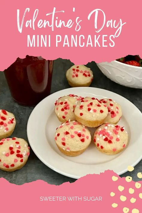 Valentine's Day Mini Pancakes are an easy and fun breakfast idea for Valentine's Day. The kids will love dipping them in syrup. #Pancakes #ValentinesDayIdeas #ValentineRecipes #EasyBreakfastRecipes #BakedPancakes Valentines Day Breakfast Ideas, Valentines Day Breakfast, Syrup Pancakes, Best Breakfast Casserole, Fun Breakfast, Mini Pancakes, Chocolate Chip Pancakes, Valentines Day Desserts, Valentines Day Dinner