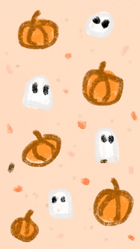 Ghost | pumpkin wallpaper for hallowen lovers 🧡 Fall Lock Screen, Preppy Halloween, Pastel Fall, Pumpkin Wallpaper, Ghost Pumpkin, Simple Wallpapers, Lock Screen, Iphone Wallpapers, Iphone Wallpaper