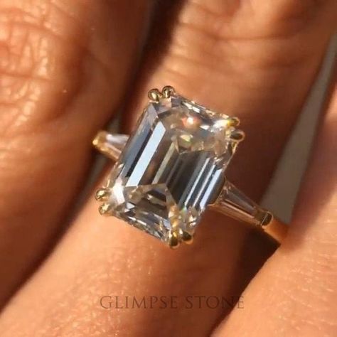 Tapered Baguette Ring, Emerald Cut Halo Ring, Wedding Rings Emerald Cut, Baguette Engagement Ring, 3 Stone Ring, Emerald Cut Diamond Ring, Future Engagement Rings, Emerald Cut Engagement, 3 Stone Engagement Rings